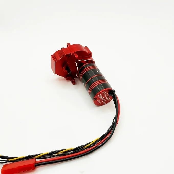 Roter RC-Brushless-Motor mit Anschlusskabeln und Steckverbinder